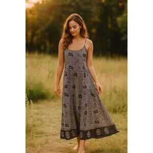 Natural Life Cotton Floral Spaghetti Strap Maxi Dress | Dainty Floral | L/XL
